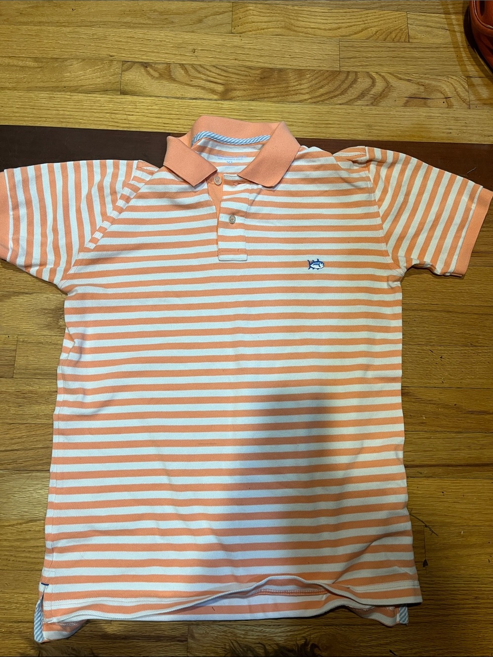Kids' Striped Polo Shirt - Peach & White
